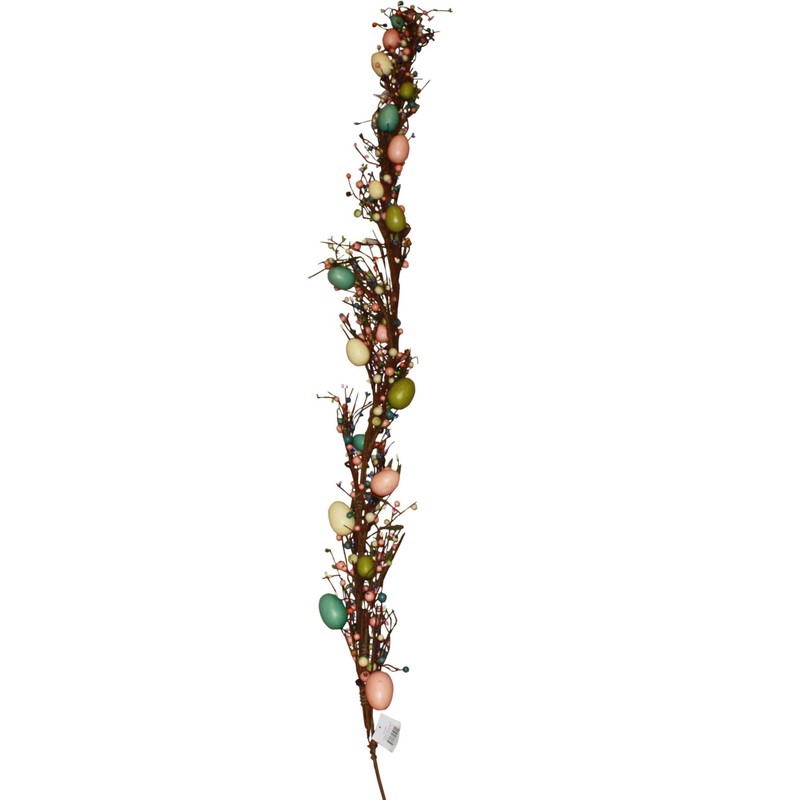 Easter Spring Garland Swag Vine Twig 66" Eggs Berries Pastel Pink Blue Green gallery