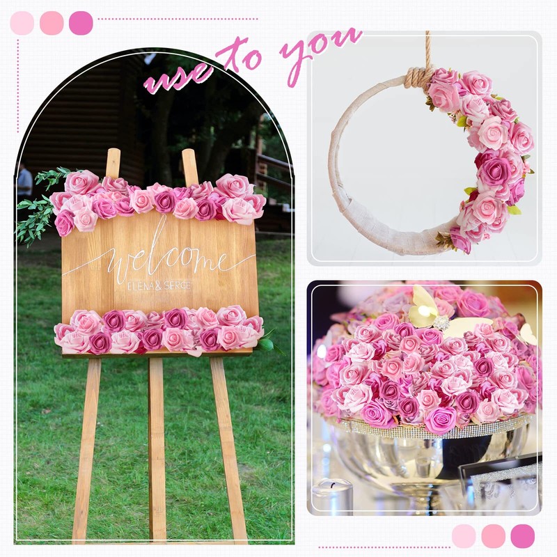200 Pcs Artificial Rose Heads Bulk Real Looking Faux Roses Foam Rose Heads Mi... gallery