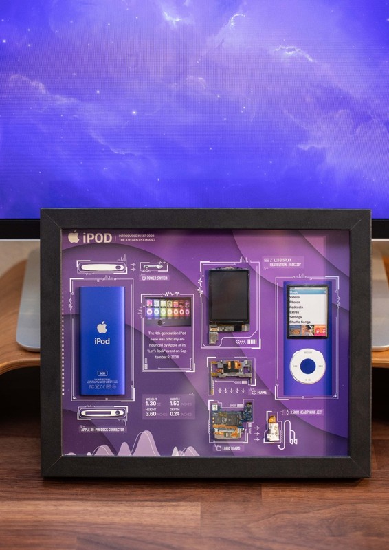Framed iPod Nano 4th Gen Teardown Art, Retro Tech Decor, Gift for Him gallery