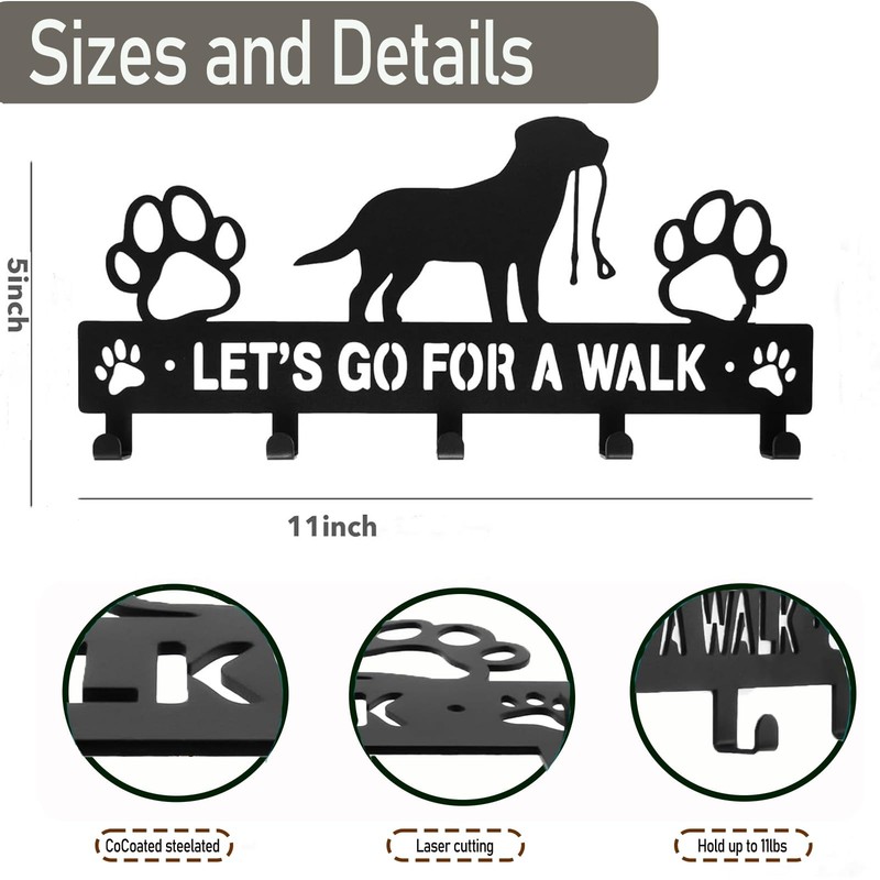 5-Hook Metal Dog Leash Holder, Wall Mount, Key Holder, Accessory, Hanger gallery