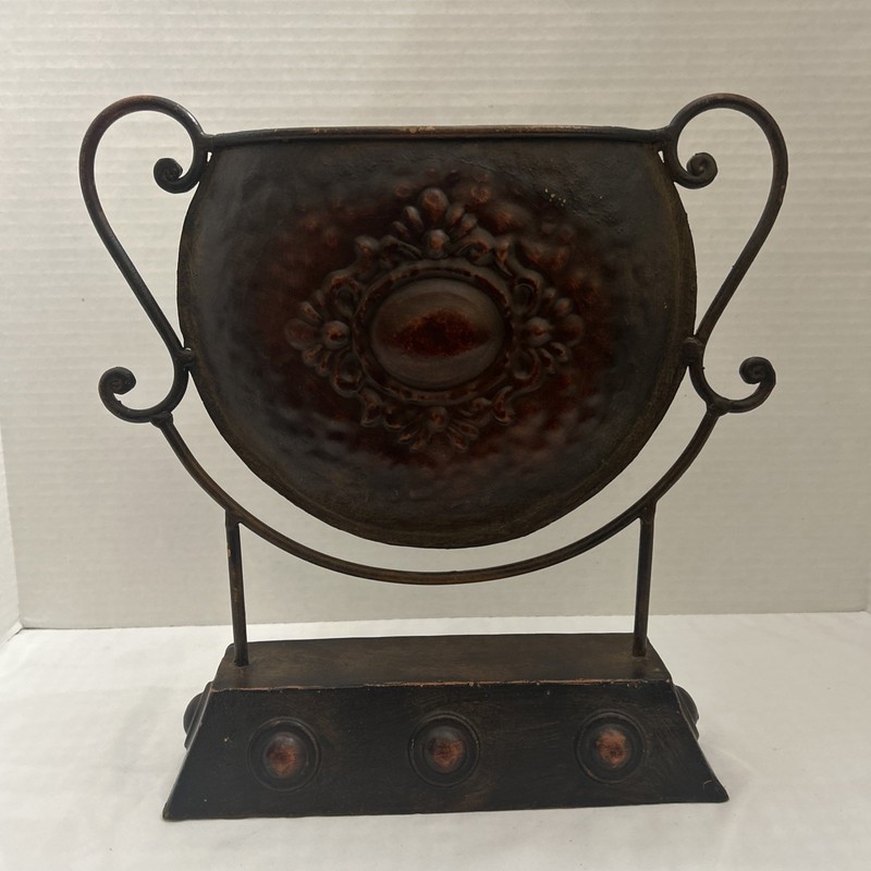 Rustic Brown Hammered Metal Decorative Plant Vessel on Stand