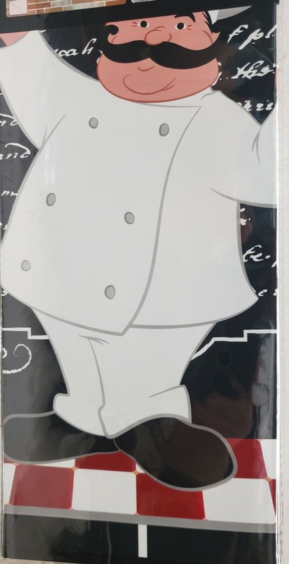 KITCHEN STOVE BACKSPLASH STICKER / WALL DECALl (30"x18") FAT CHEF, GR gallery