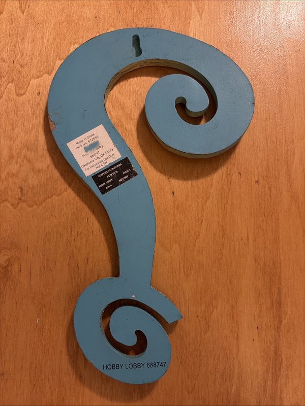 Blue Wooden Question Mark Wall Art Decor Hobby Lobby 11 X 7 Inches gallery