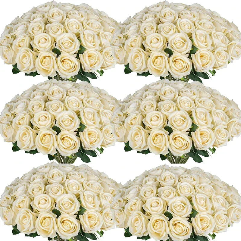 100pcs Artificial Silk Roses Fake Flowers Wedding Party Home Table Decor gallery