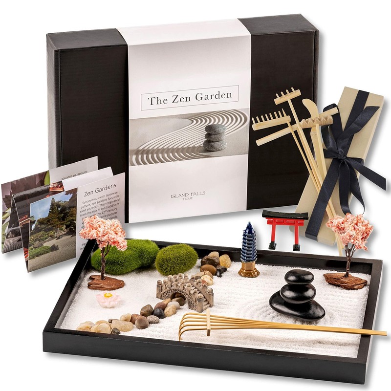 Zen Garden Kit 11x8in. Beautiful Japanese Decor Mini Rock Feature Gift Set fo…