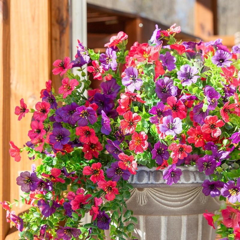 Silk Purple Hotpink Hanging Flowers 2Pcs - UV Resistant gallery