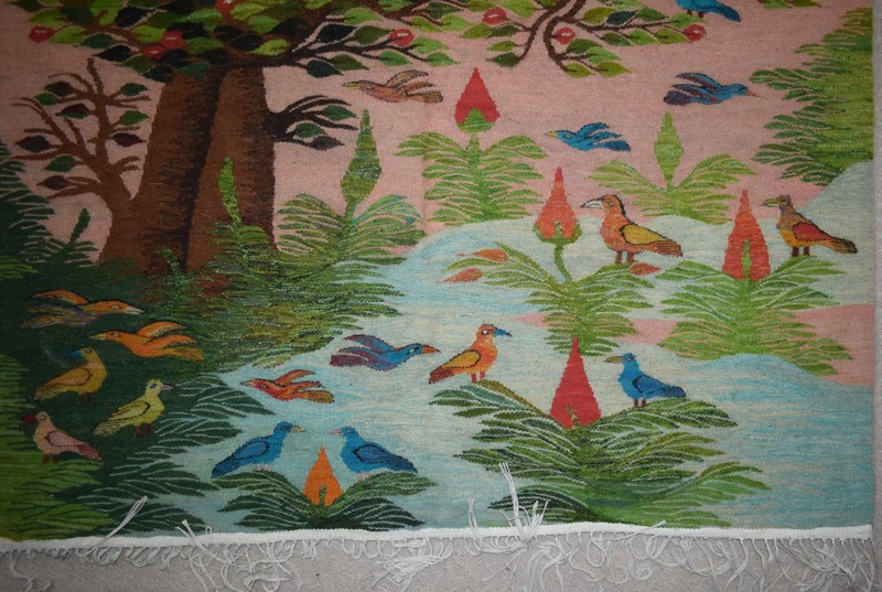 5.8 FT Large Egyptian Folk Art Tapestry - Handwoven Tree of Life Wall Hanging gallery