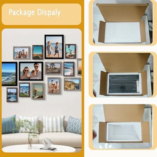 15 Pack Real Glass Picture Frames Collage 3pcs 8x10, 6pcs 5x7, 6pcs 4x6 Black gallery