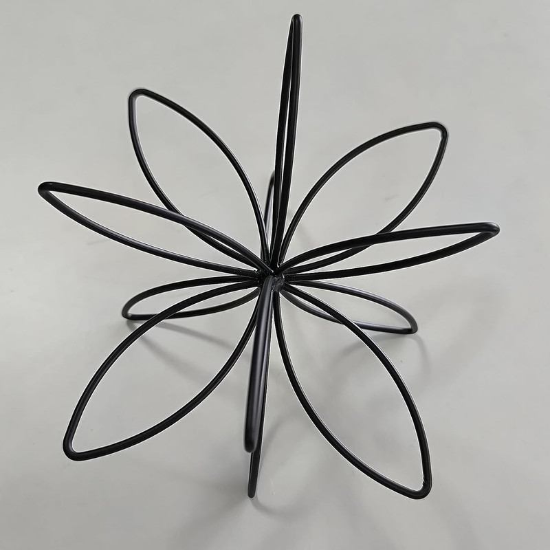 8" Black Sphere Decor, Abstract Tabletop Decorative Ball, Metal Floral Handmade gallery