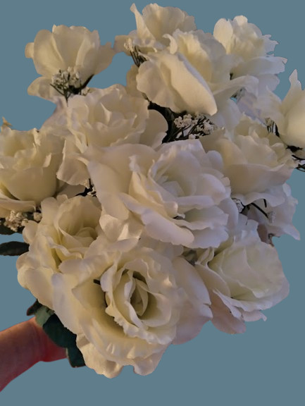 Large artificial rose bush WHITE gallery