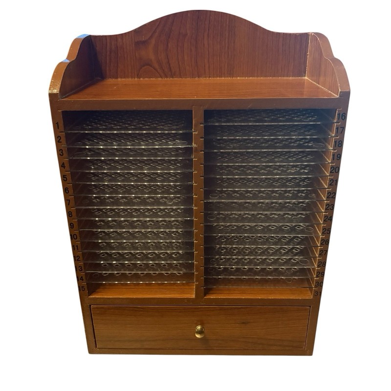 Wood Organizer 31 Numbered Shelves Drawer VTG Wall Hanging Mail Letter Holder