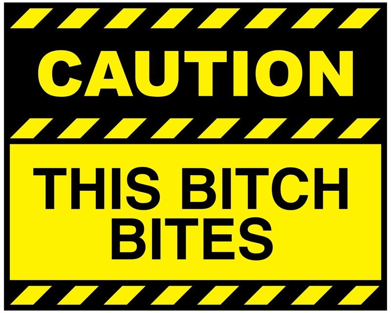 She Bites Caution Sticker B Mean Girl Joke Funny Novelty Humor Work (2.5 Inch)