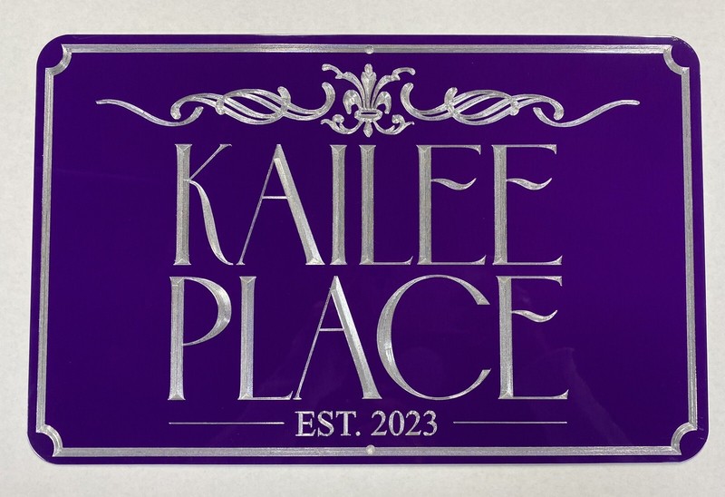 Engraved Personalized Custom Name House Number Street Address Purple Sign 15×9.5