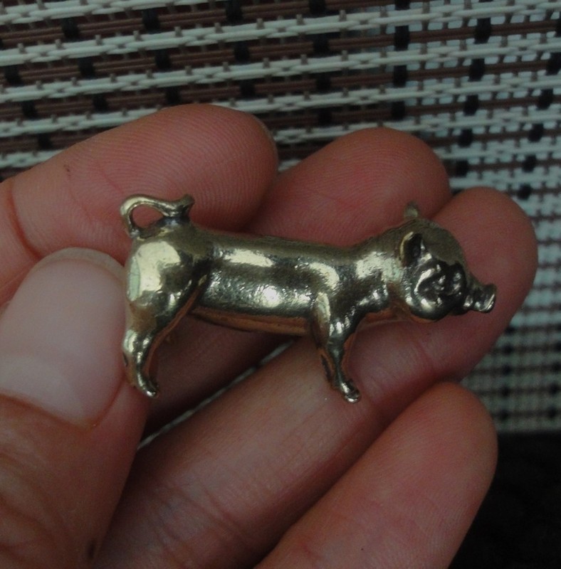 Solid Brass Statue Mini Golden Pig Figurine: Vintage Style Home Garden Decor gallery