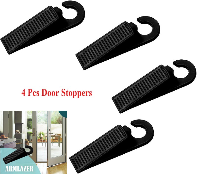 4 Pcs Door Stopper Grooved Rubber Wedge for Door Bottom Secure Draft Retainer
