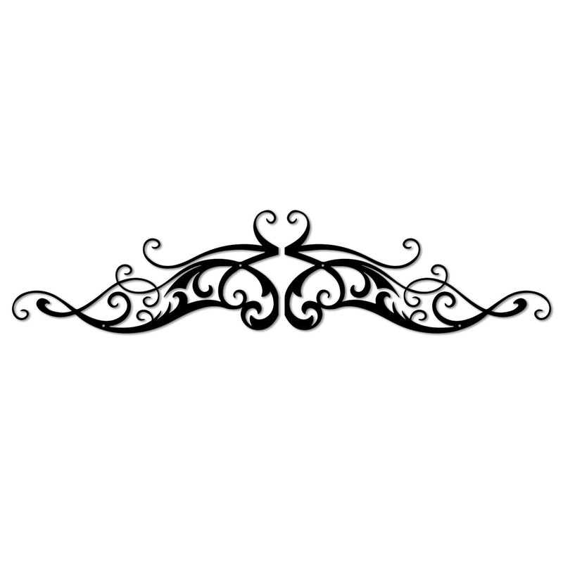 Traditional Black Metal Scroll Decor Rustic Iron Wall Medallion Large Room