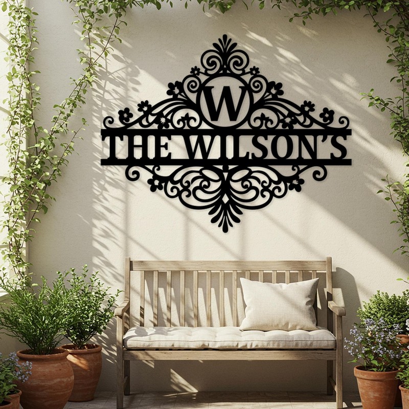 Custom Last Name Metal Sign Personalized Family Monogram Patio Outdoor Art Decor gallery