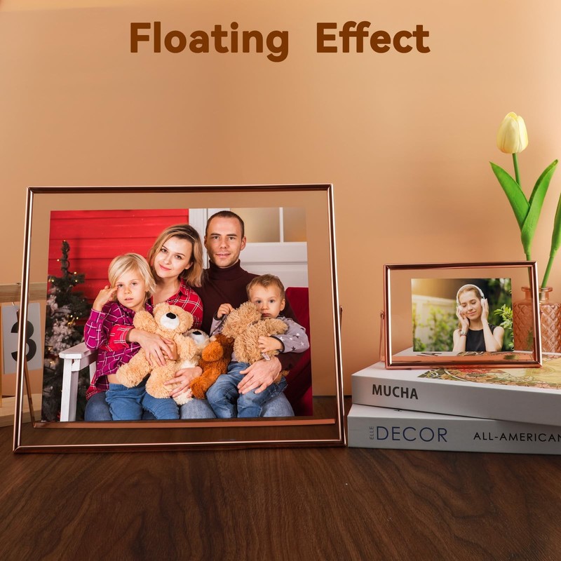 10x12 Inch Rose Gold Horizontal Floating Frame For Picture 8.5x11/8x10/7x9 gallery
