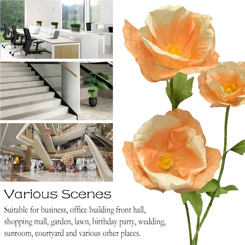 Giant 3PCS Faux Flowers Set - 80" Waterproof Decor for Home & Events gallery