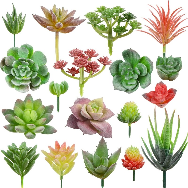 18pcs Mini Artificial Succulent Plant,Flocked Faux Succulent for Floral Wall …