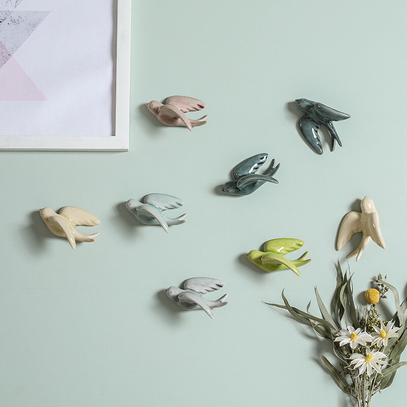1PCS Ceramic Wall Hanging Birds Simulation Swallows Decor Flying Bird Ornament gallery