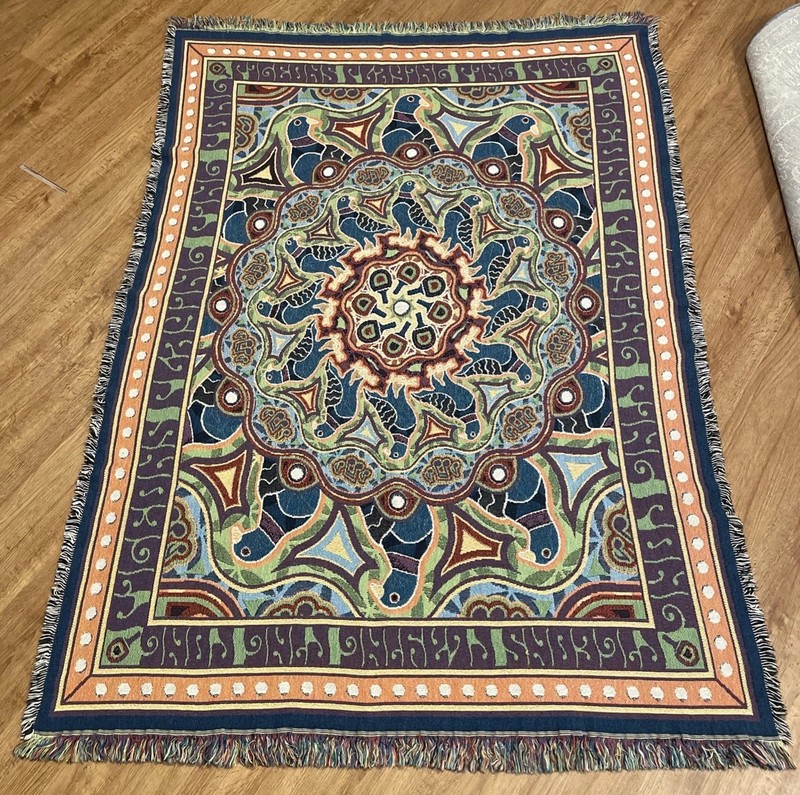 Tapestry Blanket Throw 49”x70” Bird Pattern Vibrant Colors Made In USA gallery