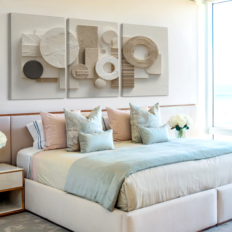 3 Pieces Modern Abstract Geometric Large Wall Art Set for Bedroom Set Of 3 gallery