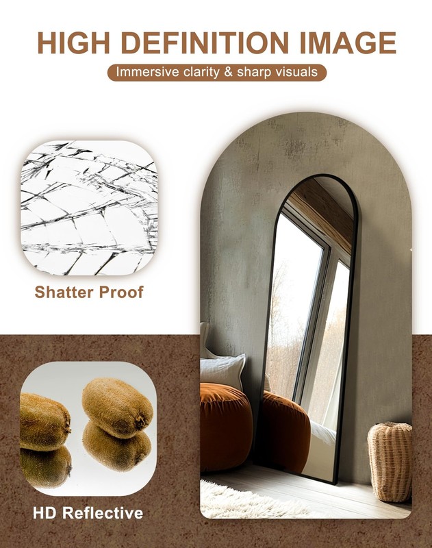 Arched Mirror Full Length,Standing Mirror Full Body,Large Floor with Stand fo... gallery