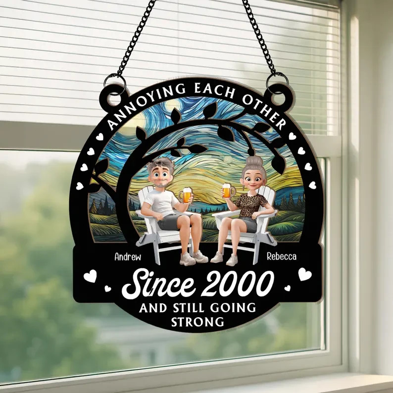 Personalized Anniversary Suncatcher Ornament: Annoying Each Other Since, Wood &