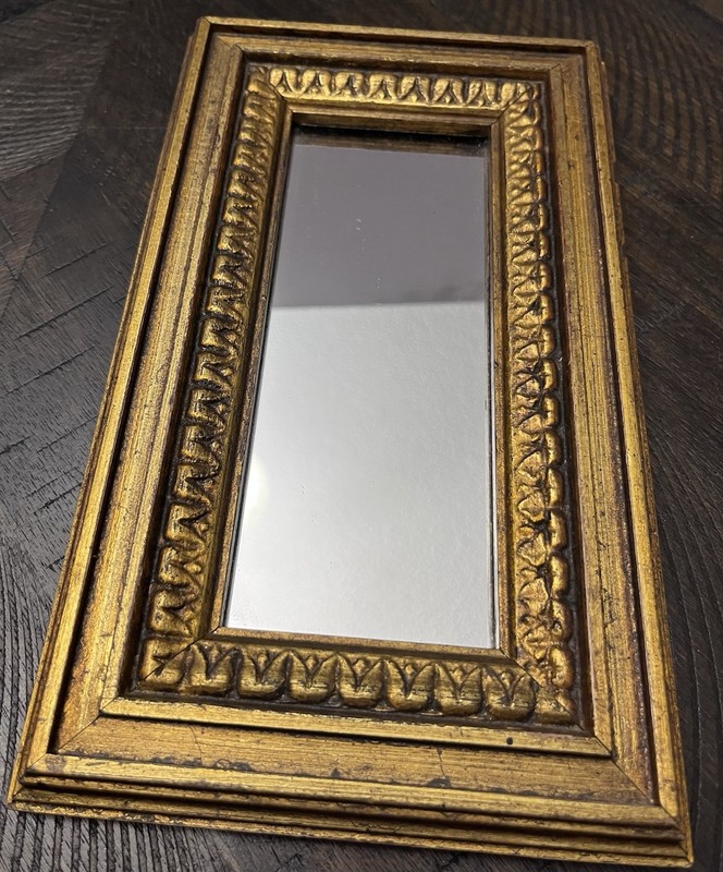 Gold Tone Accent Framed Mirror 10”x6”