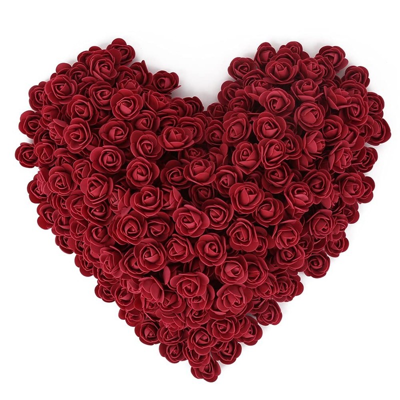 500pcs Burgundy Mini Foam Rose Heads, Artificial Foam Flower Bulk Fake Flower…