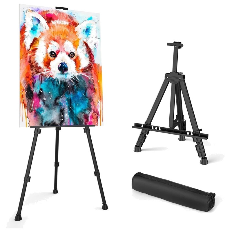Portable Aluminum Artist Easel Stand, 17-66″ Height, Black