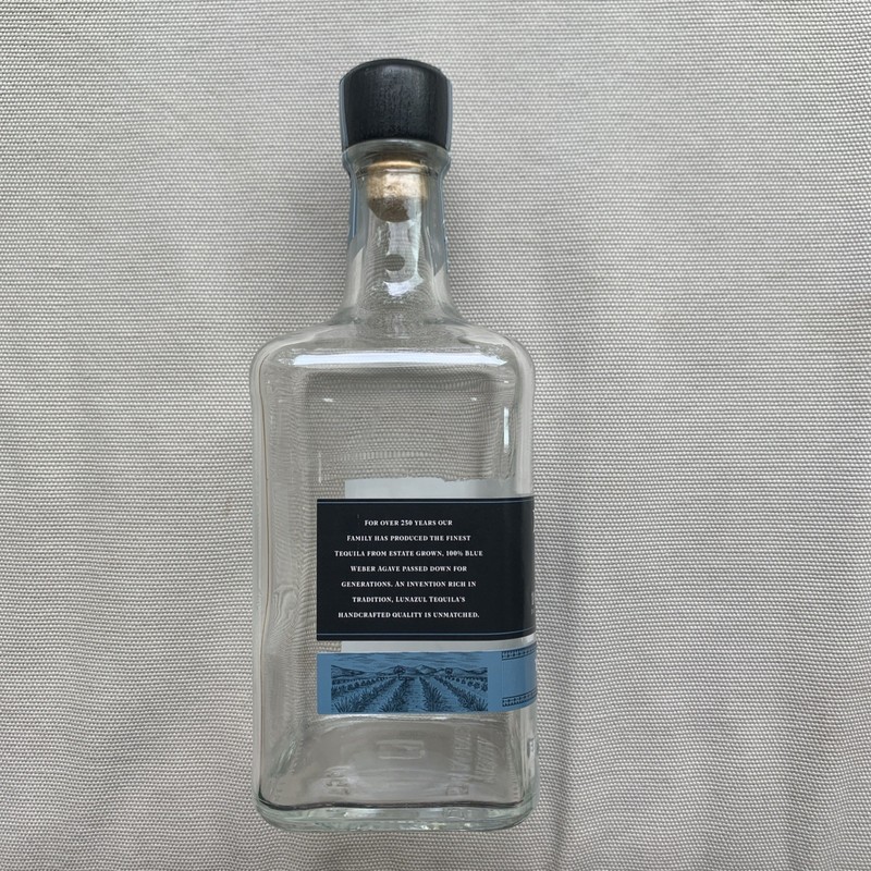 EMPTY Lunazul Tequila Blanco 100% Agave 750ML Glass Bottle w/ Stopper Bar Decor gallery