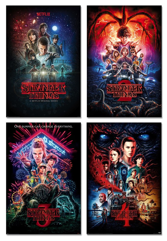 STRANGER THINGS – SEASONS 1, 2, 3 & 4 – TV SHOW POSTER SET (REGULAR STYLES 4)