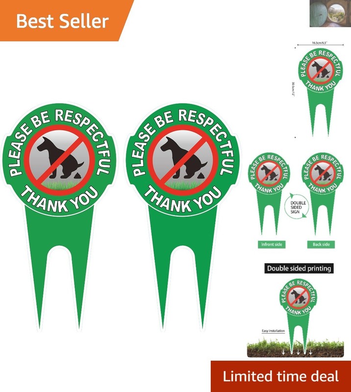 12" x 6" Durable No Pooping Dog Signs - Polite Reminder for Respectful Lawn Care