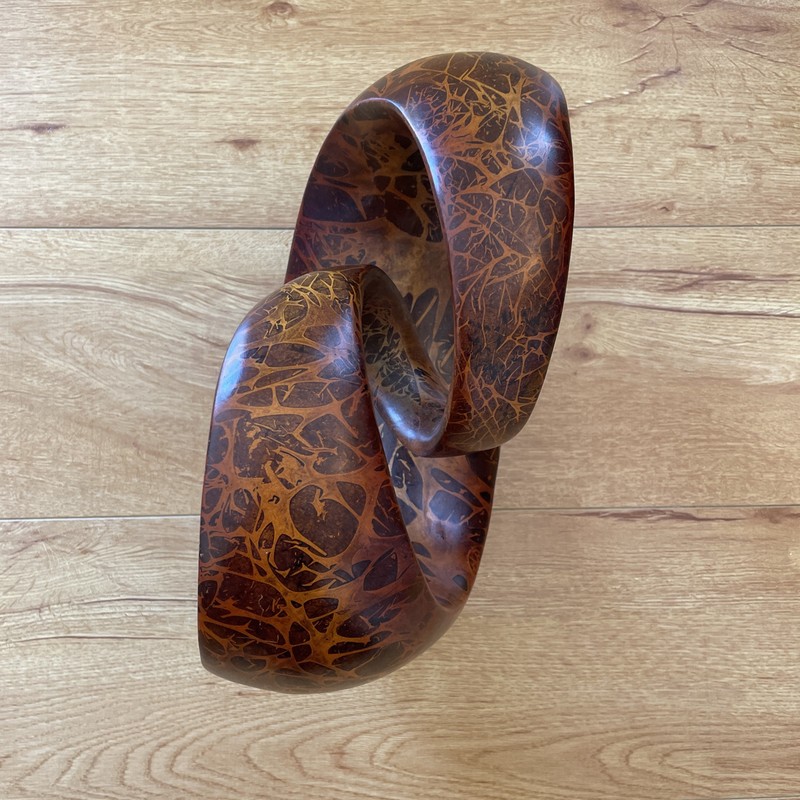 Urban Designs Modern Abstract Loop Swirl Resin Sculpture 12.5” x 9.75" Wood Tone gallery