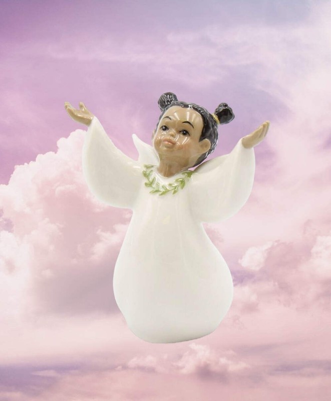 Ceramic African American Guardian Angel, Home Décor, Religious Décor, Religious