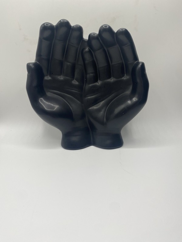 Black Cupped Hands Versatile accent piece (bowl,key dish) from resin or ceramic gallery