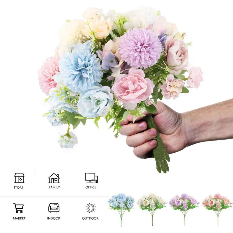 1/2pc 7 Heads Artificial Hydrangea Flowers Silk Bouquet Wedding Party Home Decor gallery