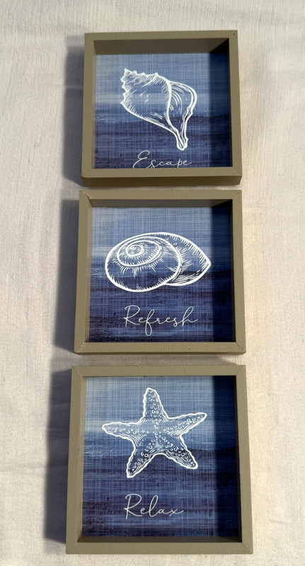 Refresh Escape Relax - 3 Small 4"x4" Ocean Wall Decorative Art - Beach Theme gallery