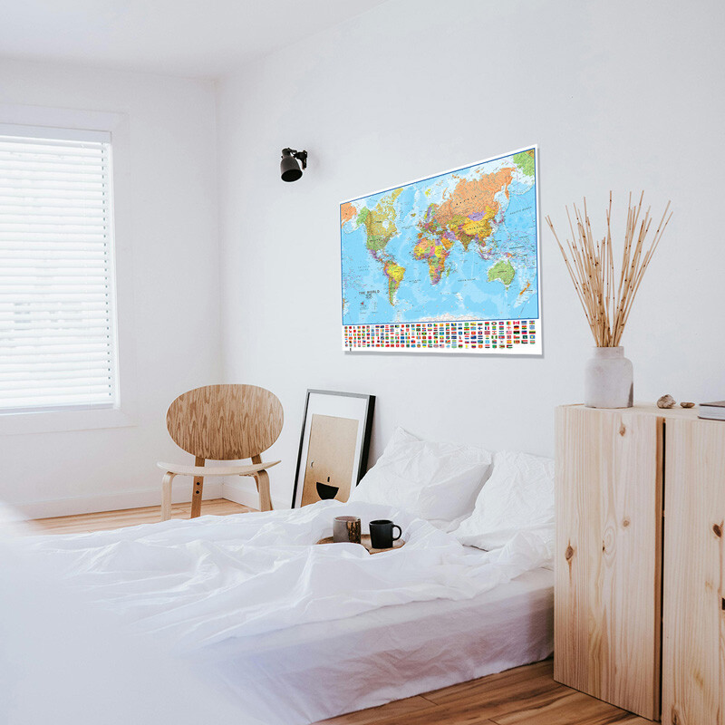 91X61cm/73X45cm Map Of The World Poster Print Giant Size With Flags Wall Decor gallery