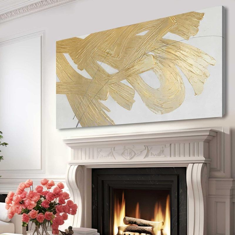 Wall Decorations for Living Room Gold and White Abstract Canvas Art Oil Painting gallery