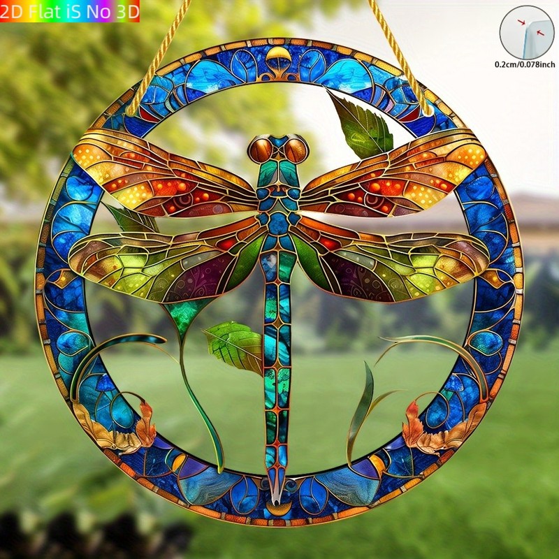Colorful Dragonfly Round Acrylic Suncatcher Window Hanging Home Wall Decor gallery