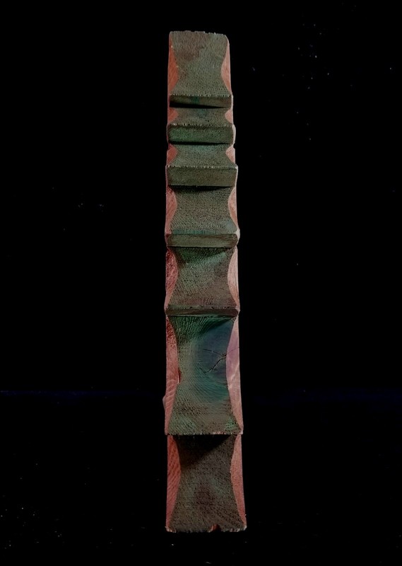 Green Painted 10" Carved Wood Leaning Pine Tree Decoration Xmas & Other 10x7x1.5 gallery