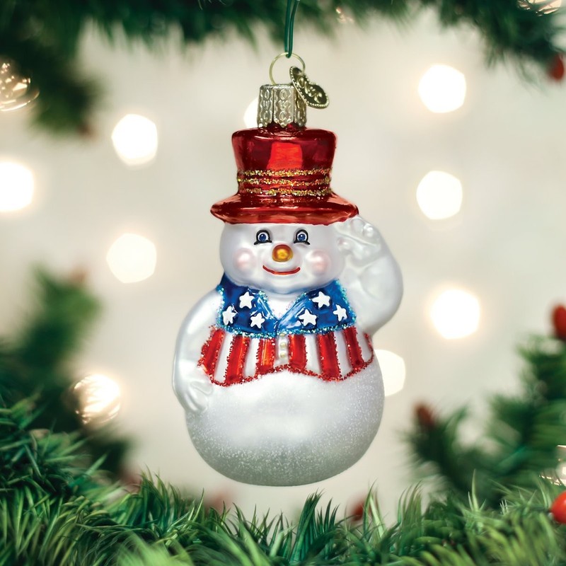 Old World Christmas Snowman Glass Ornaments for Christmas Tree, Patriotic gallery