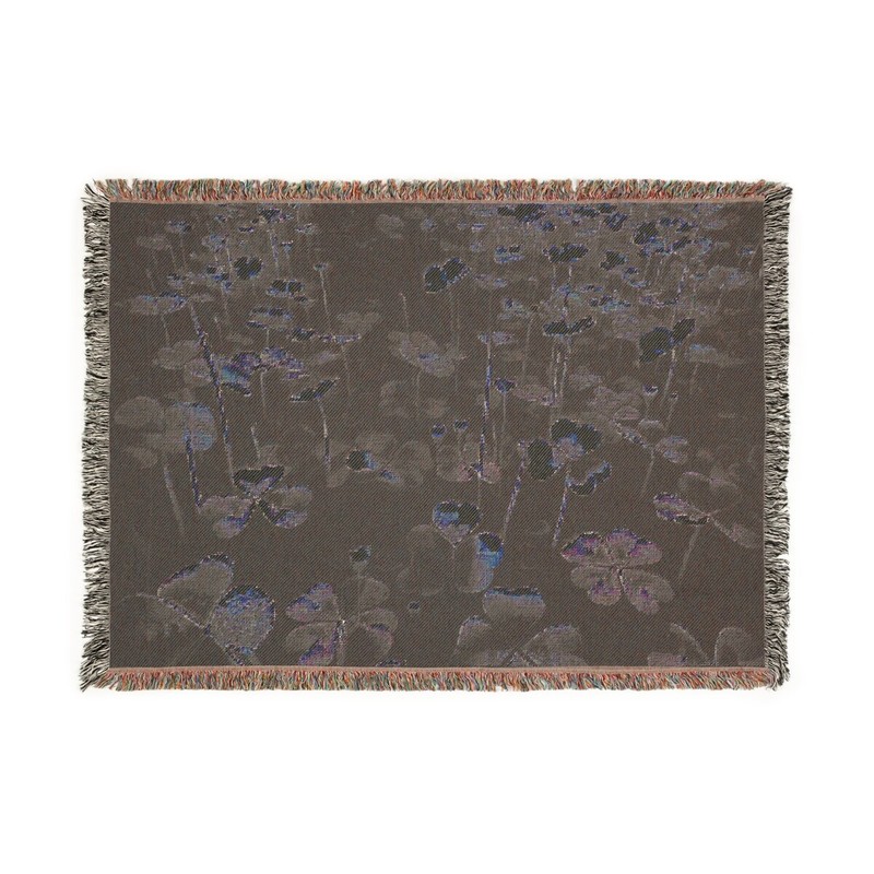 Green Clovers Woven Tapestry Throw Blanket, Grass Nature Boho Textile Wall Art gallery