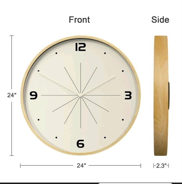 24"- SIGNLEADER 24 Inches Round Wooden Wall Clock gallery