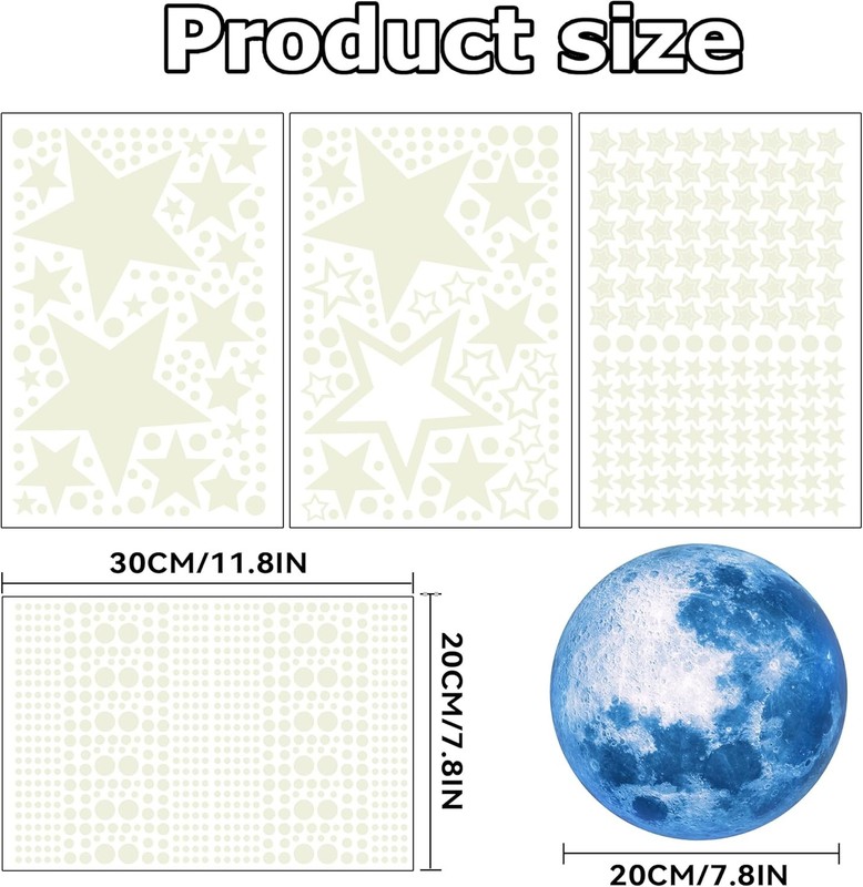 1078PCS Glow in the Dark Stars & Moon Stickers | Ceiling Wall Decals for Kids gallery