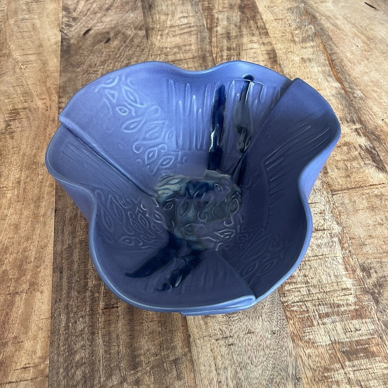 Hilborn Canadian Pottery Ceramic Matte Purple Blue Center Piece Bowl Modern Art gallery