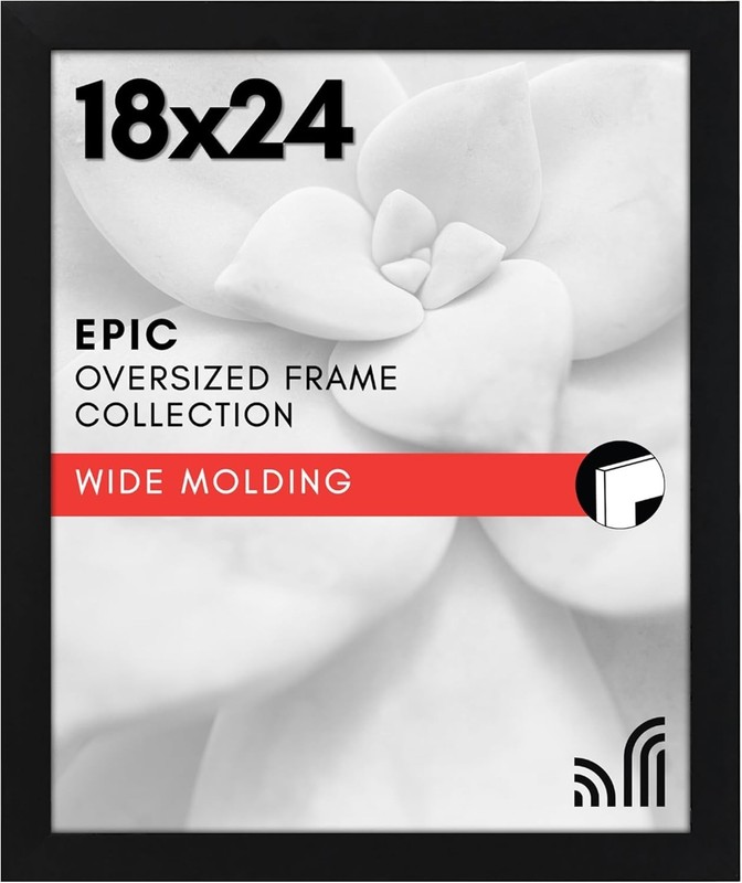Elegant 18x24 Black Picture Frame with Polished Plexiglass for Wall Display gallery